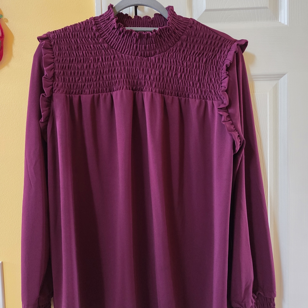 Women's Burgundy ANN TAYLOR FACTORY Smocked Top